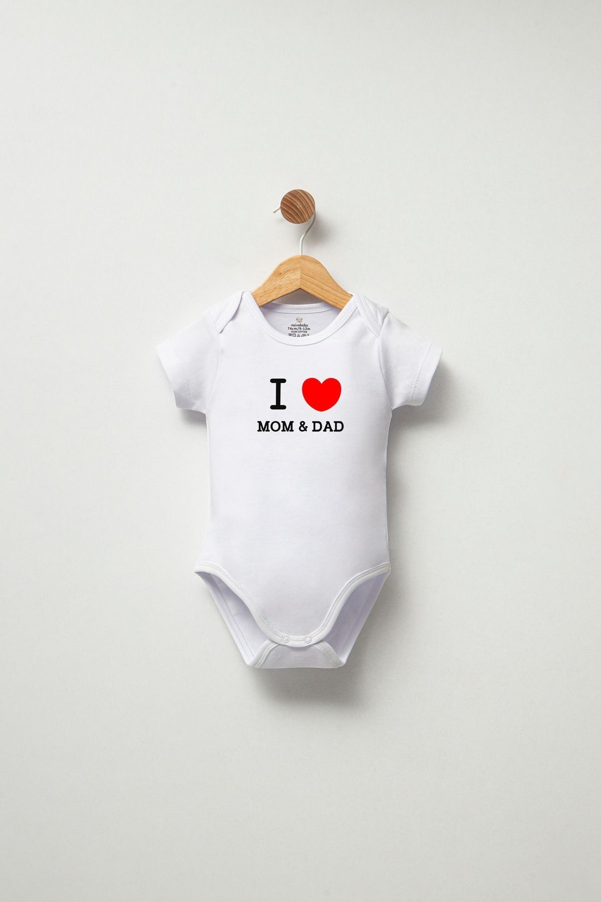 Pamuklu Bebek Zıbın - I Love Mom & Dad- Bebek Zıbın Badi