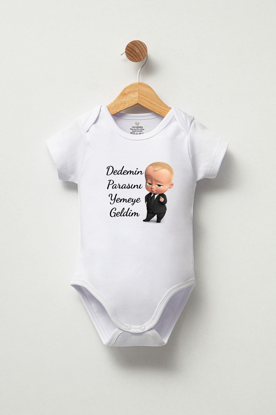 Dedemin Parasını Yemeye Geldim Yazılı Bebek Zıbını