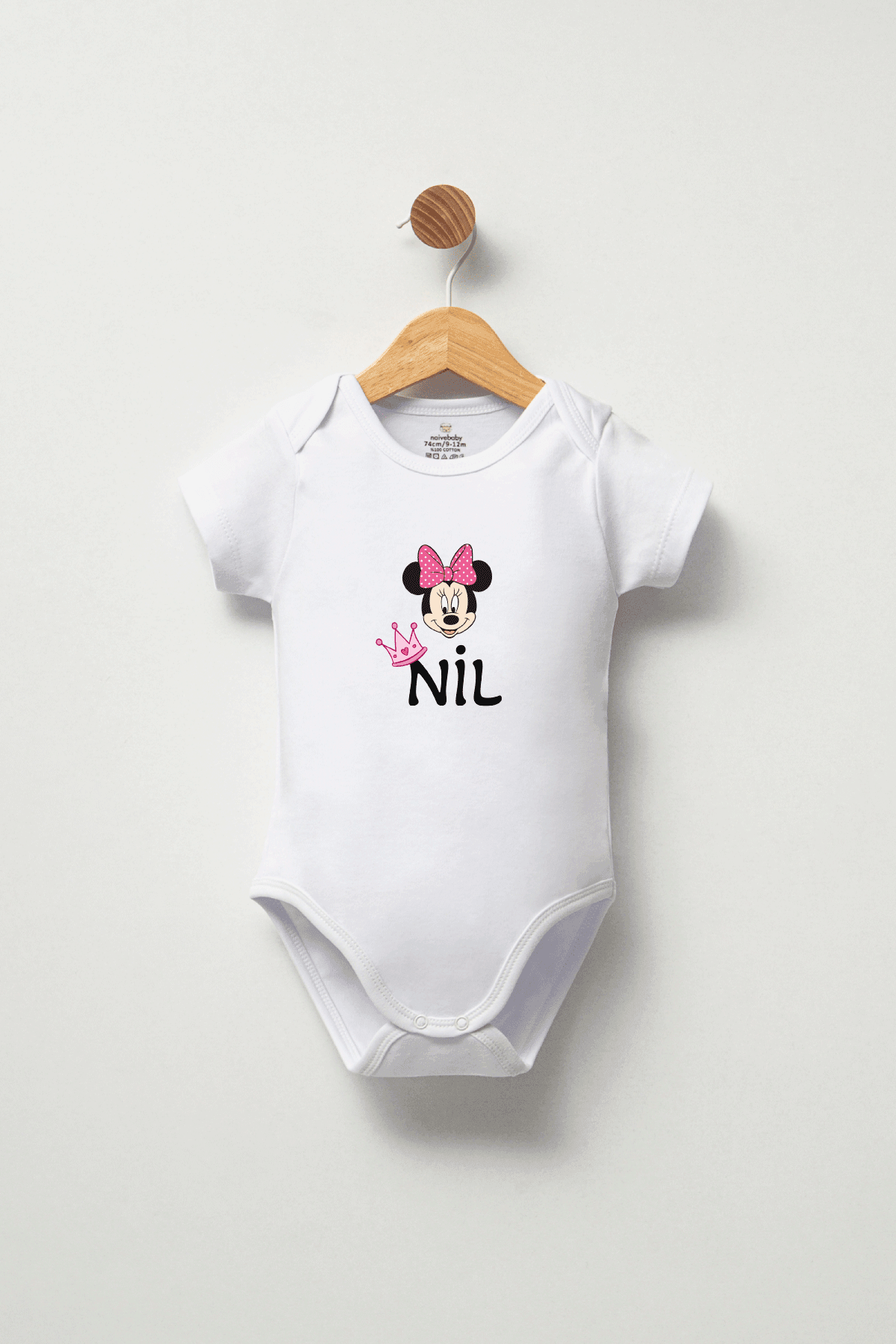 Kişiye Özel Bebek Zıbını - Minnie Mouse Desenli