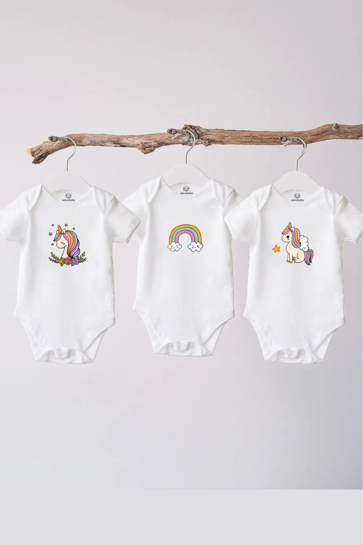 Pamuklu Bebek Zıbını - 3'lü Sevimli Unicorn Set