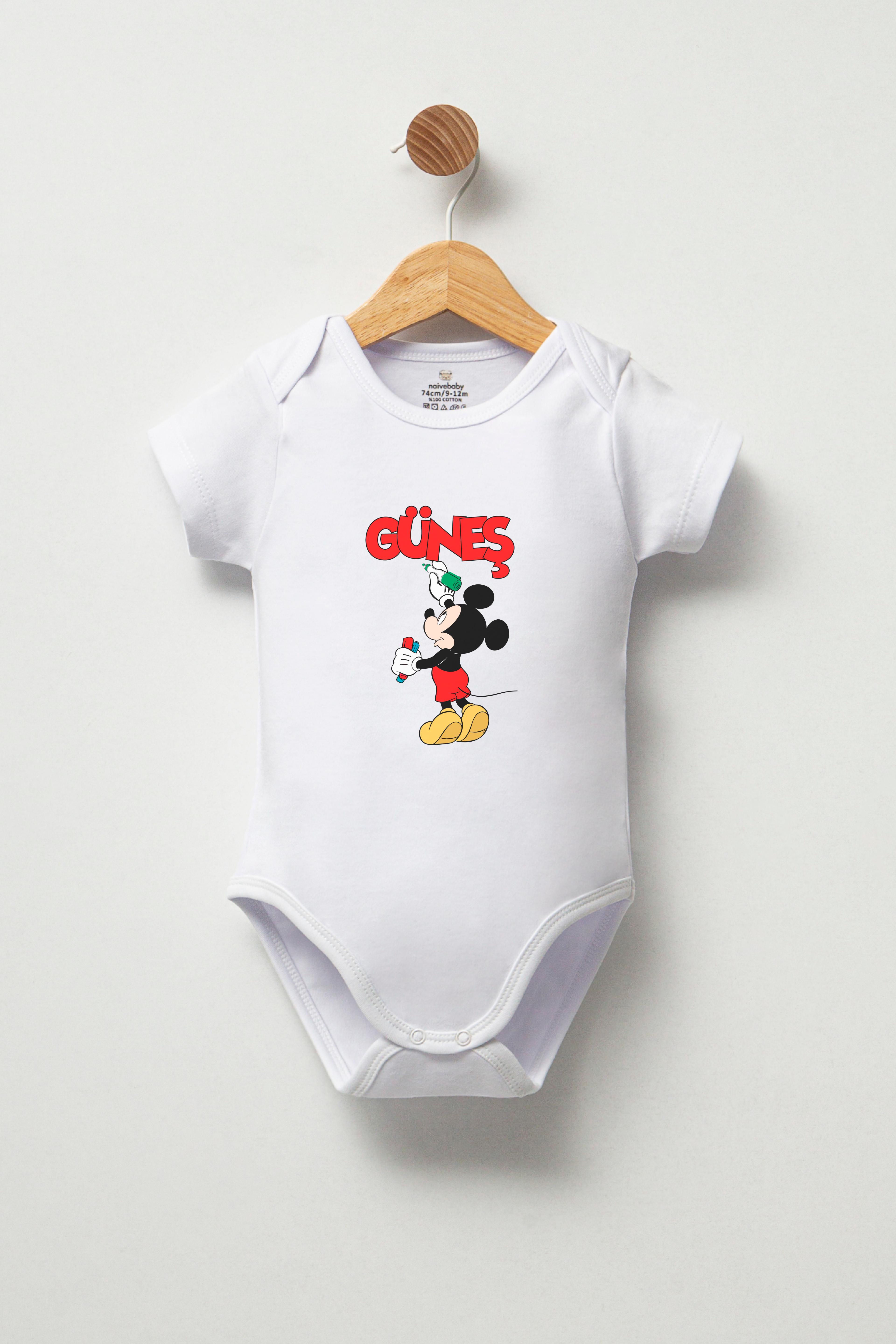 Kişiye Özel Bebek Zıbını - Mickey Mouse Desenli