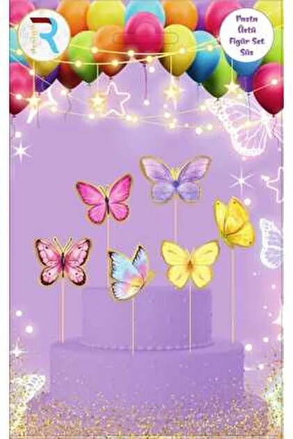 Kelebek Pasta Üstü Figür Süs Set