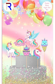 Unicorn Pasta Üstü Figür Süs Set