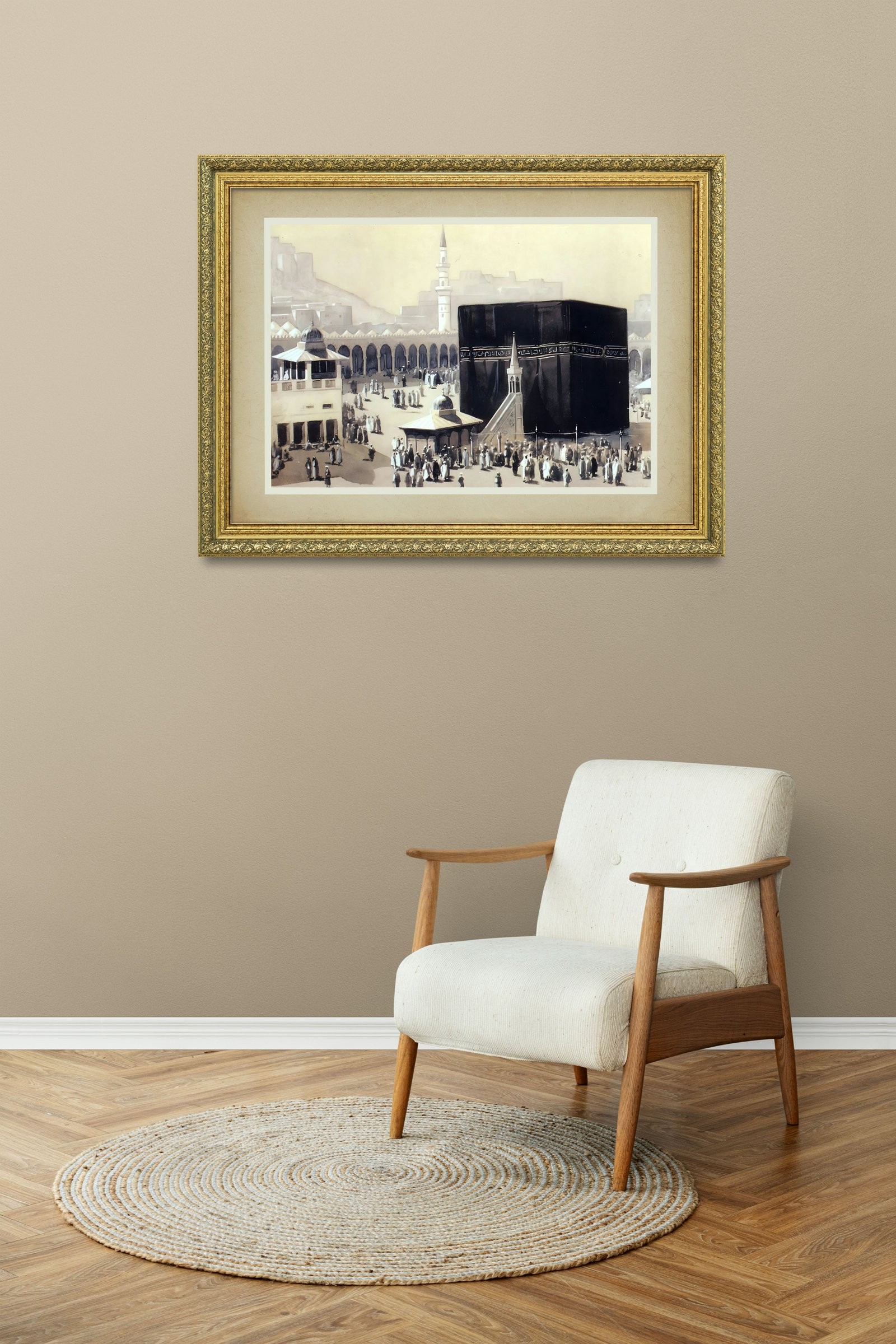 MescidI Haram Kabe'Nin Bulunduğu Mescid 60x80 cm Çerçeveli Tablo
