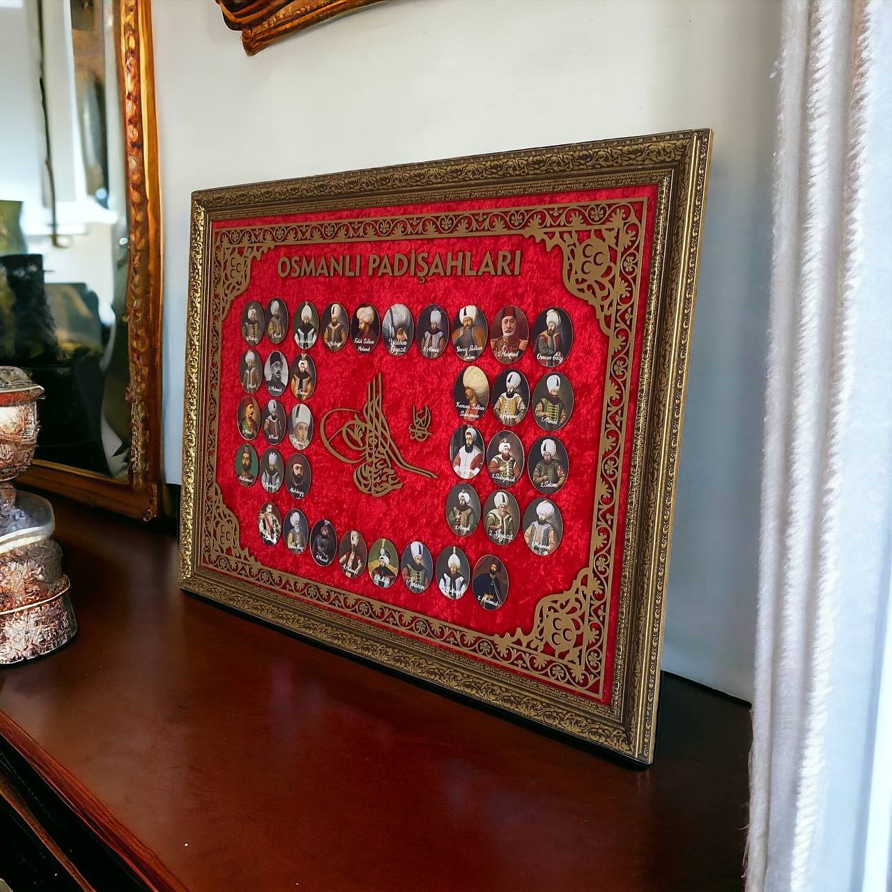 36 Osmanlı Padişahları Desenli Tablo 60x80 cm