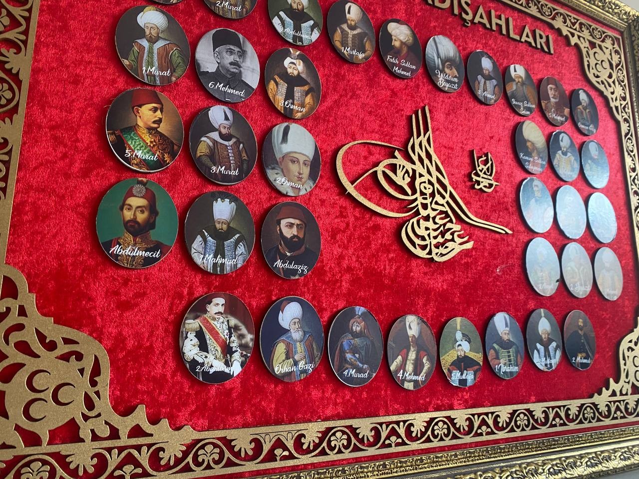 36 Osmanlı Padişahları Desenli Tablo 60x80 cm
