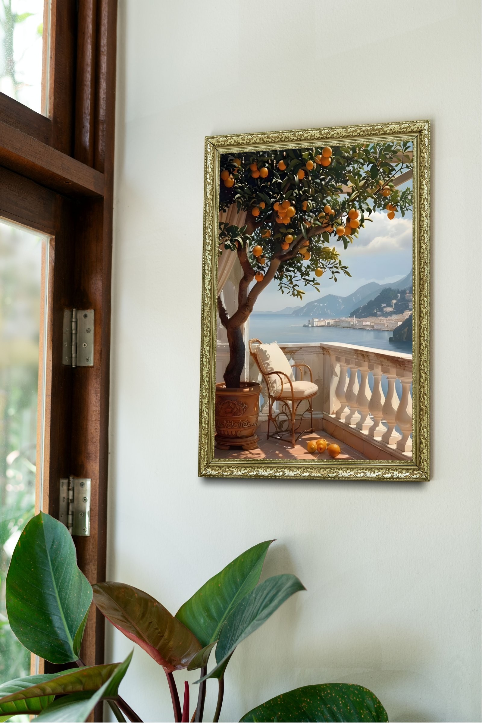 Akdeniz Manzarası Turuncuların ve Denizin Buluşması 60x80 cm Çerçeveli Tablo