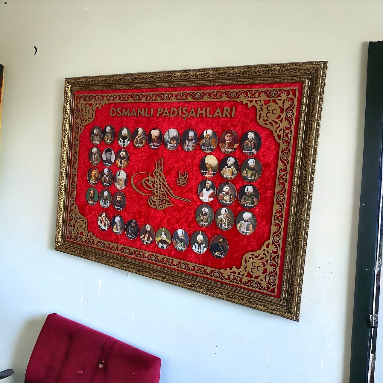 36 Osmanlı Padişahları Desenli Tablo 60x80 cm