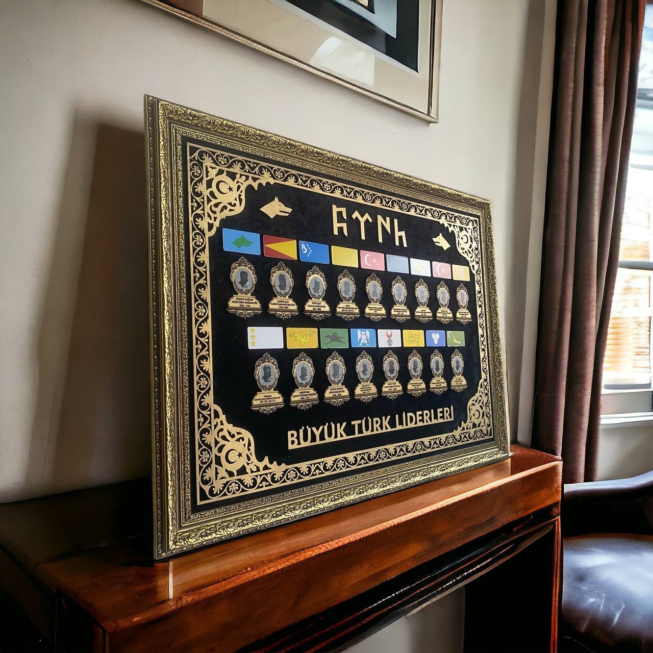 17 Türk Liderleri Desenli Tablo 60x80 cm