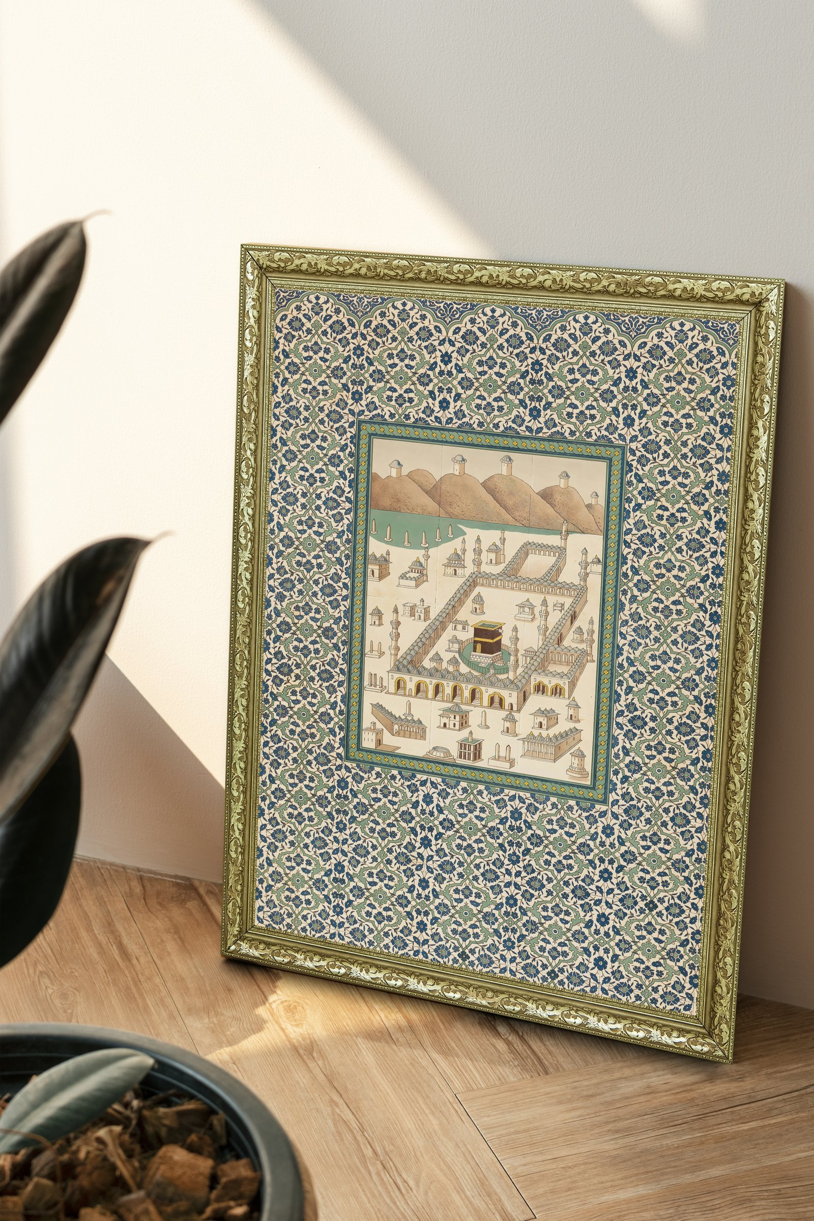 Mekke Vintage Mekke'Nin Tarihi Dokusu 60x80 cm Çerçeveli Tablo
