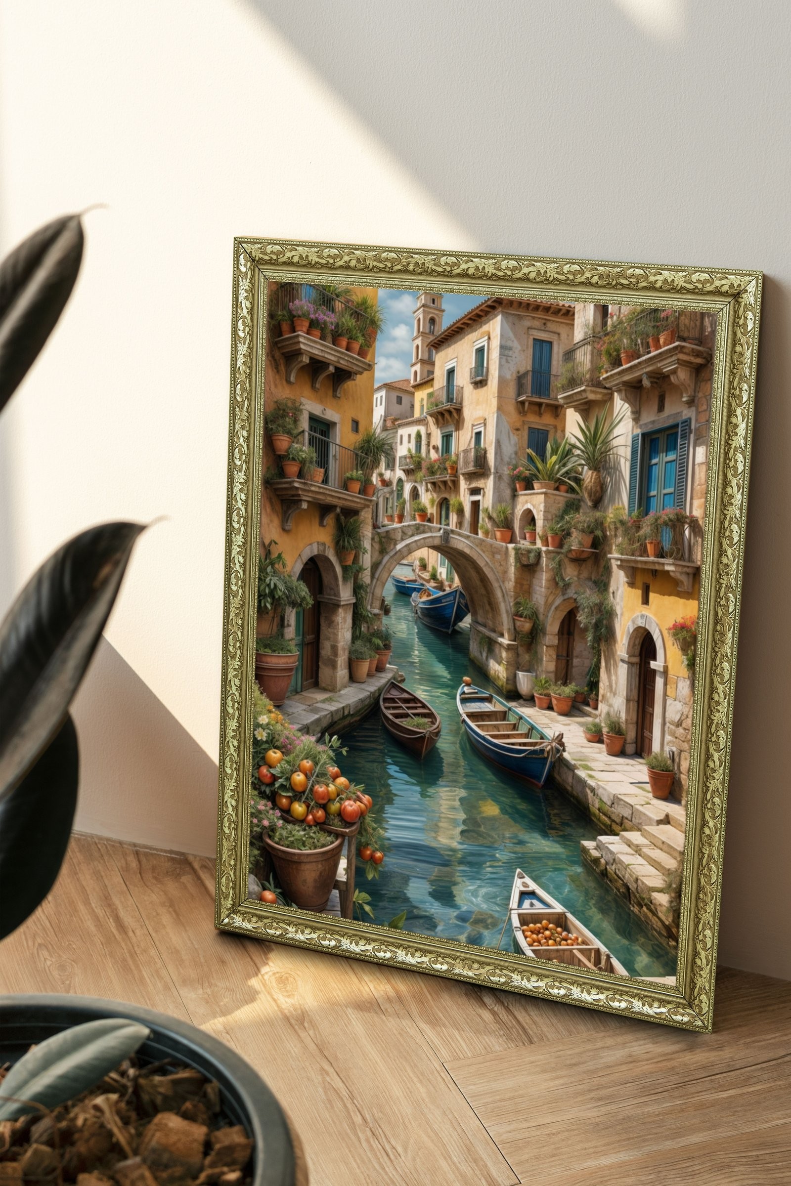 Venedik Kanal Manzarası Suyun ve Tarihin Buluşması 60x80 cm Çerçeveli Tablo