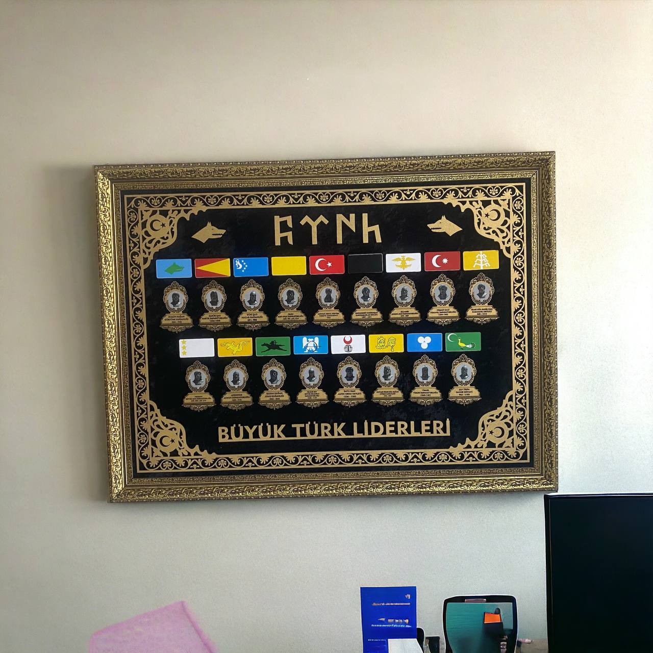 17 Türk Liderleri Desenli Tablo 60x80 cm