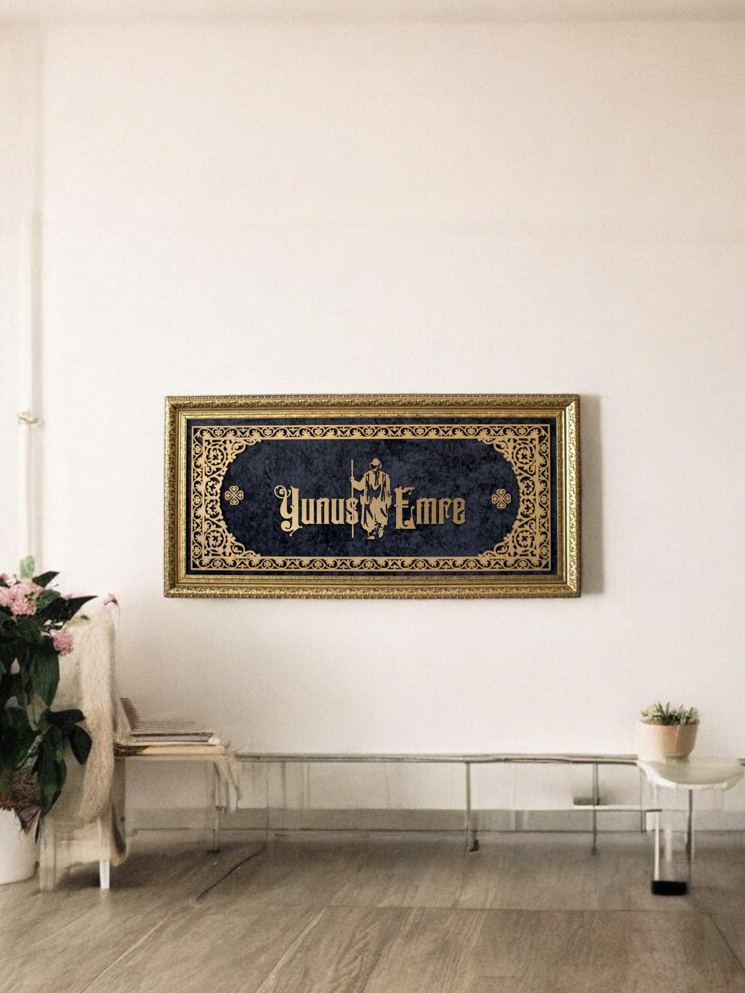 Yunus Emre Çalışma Hat Sanatı Tablo 40x80 cm