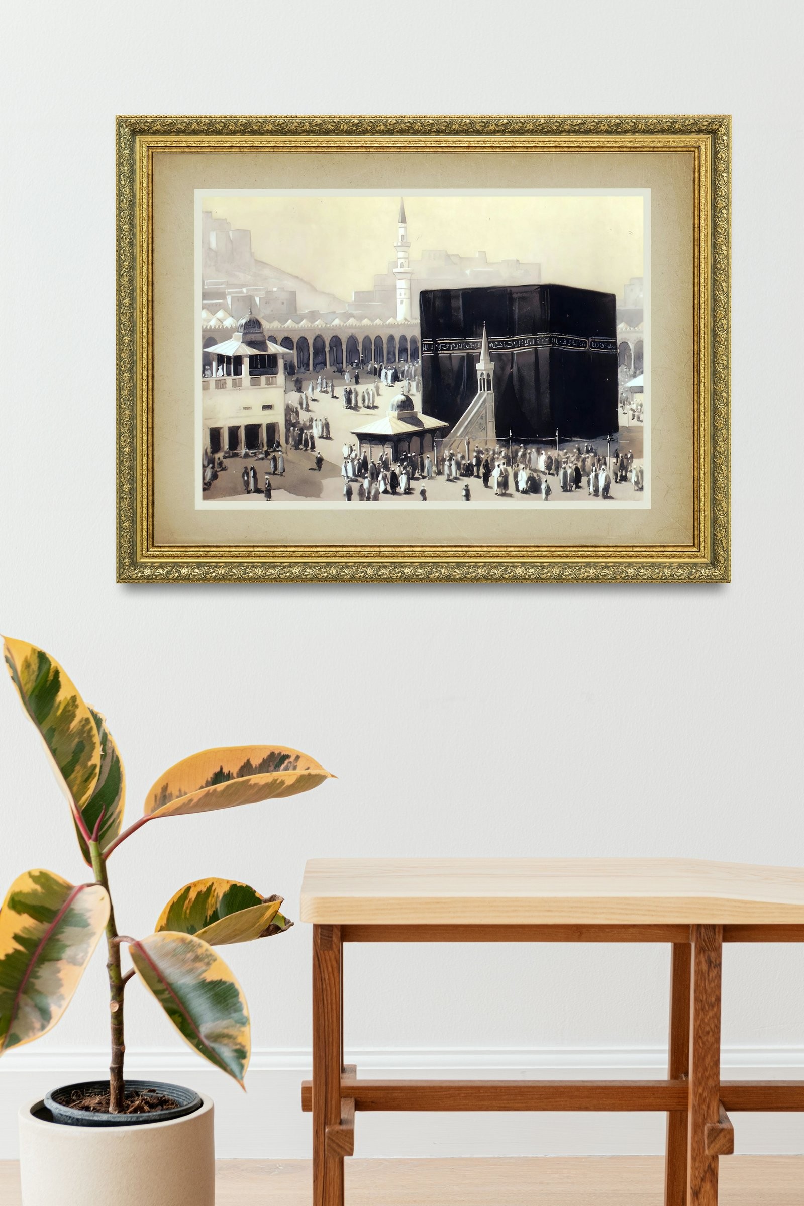 MescidI Haram Kabe'Nin Bulunduğu Mescid 60x80 cm Çerçeveli Tablo