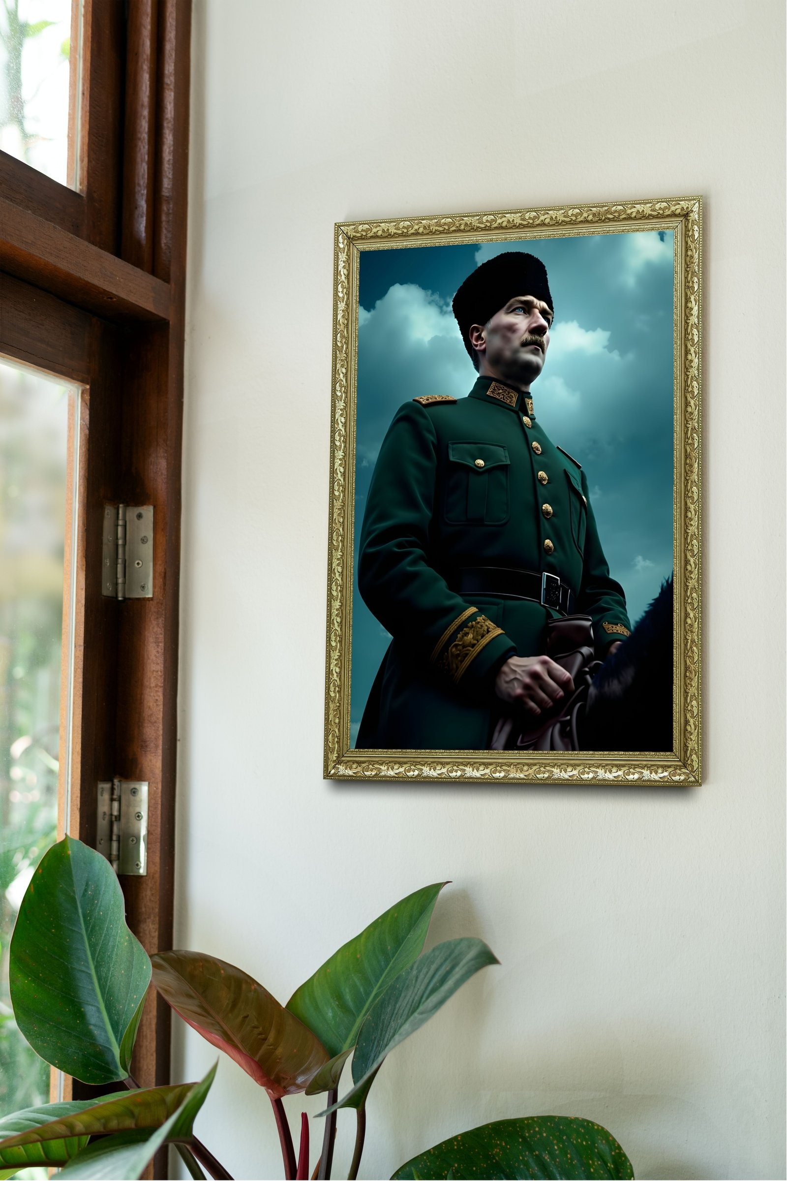 Gökyüzüne Bakan Komutan 60x80 cm Çerçeveli Tablo