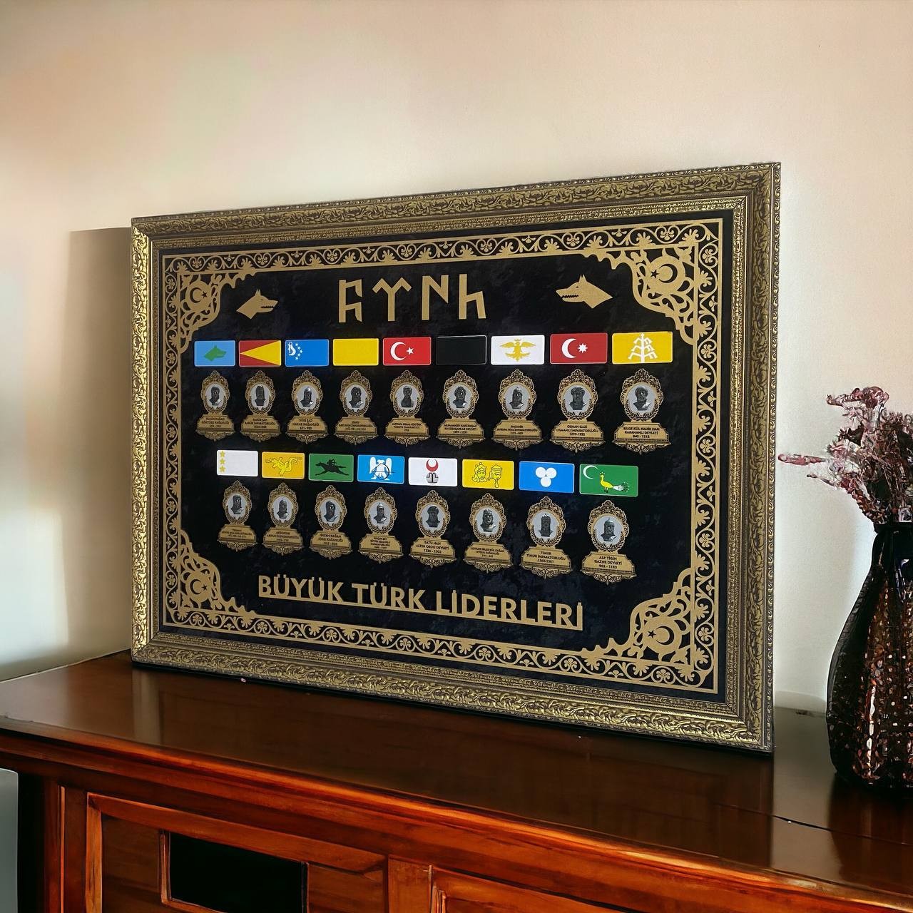 17 Türk Liderleri Desenli Tablo 60x80 cm