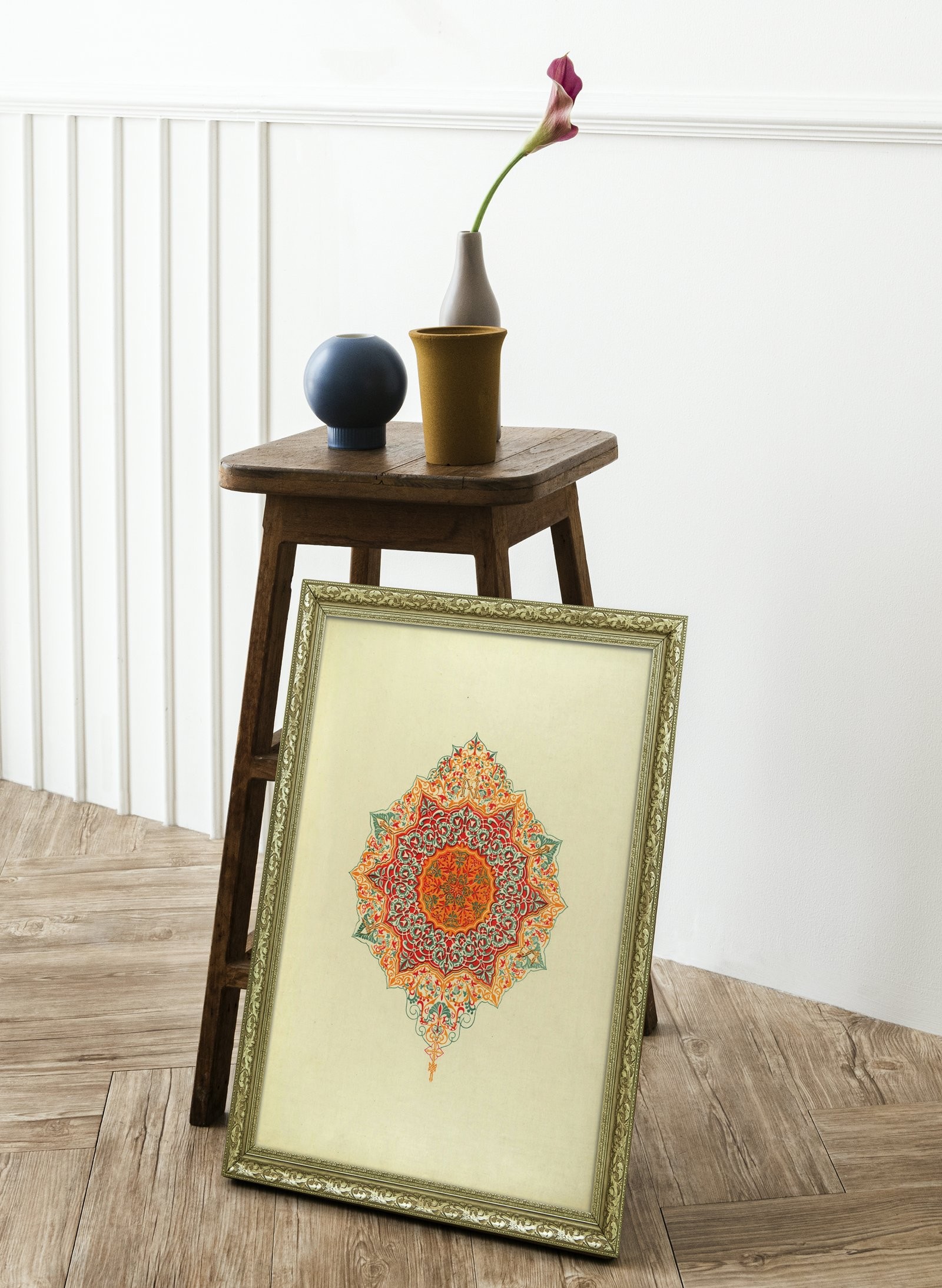 İslami Geometrik Soyutluk Sonsuz Şekillerde Saklı Kudret 60x80 cm Çerçeveli Tablo