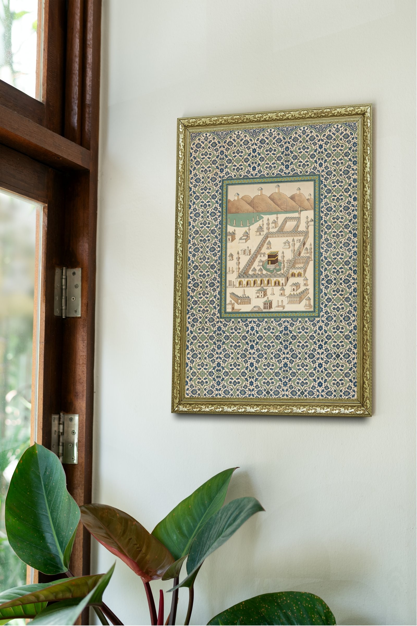 Mekke Vintage Mekke'Nin Tarihi Dokusu 60x80 cm Çerçeveli Tablo