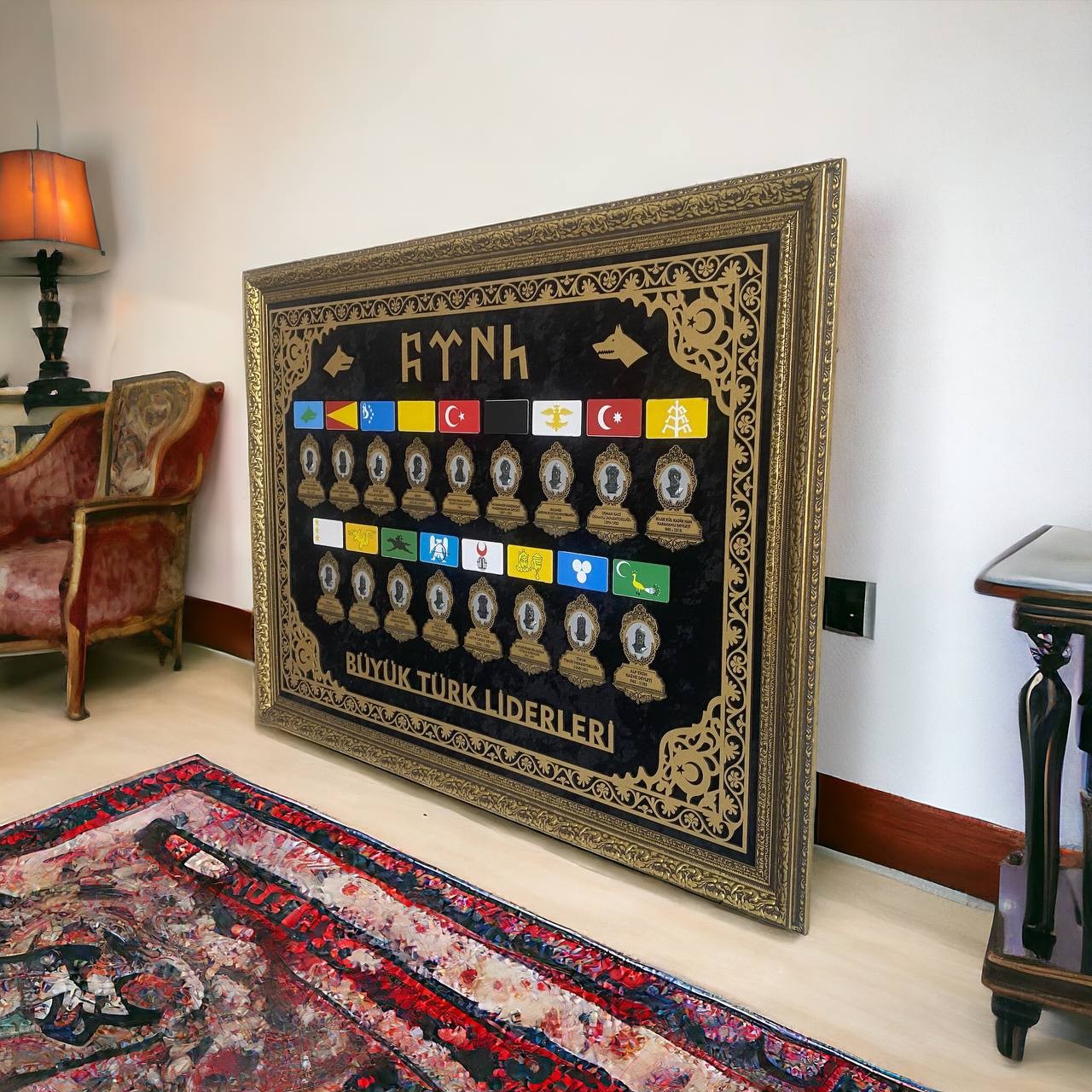 17 Türk Liderleri Desenli Tablo 60x80 cm