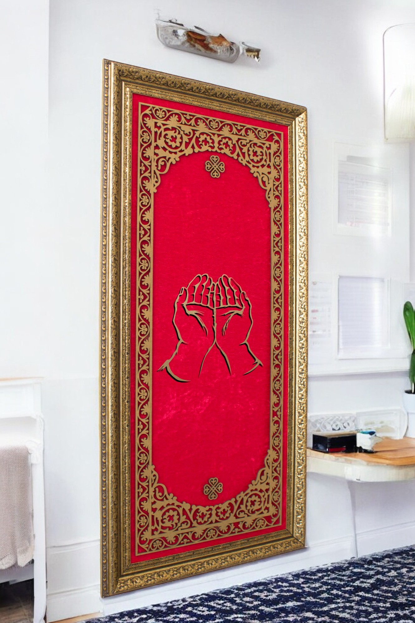 El Dua Simgesel Hat Sanatı Tablo 40x80 cm