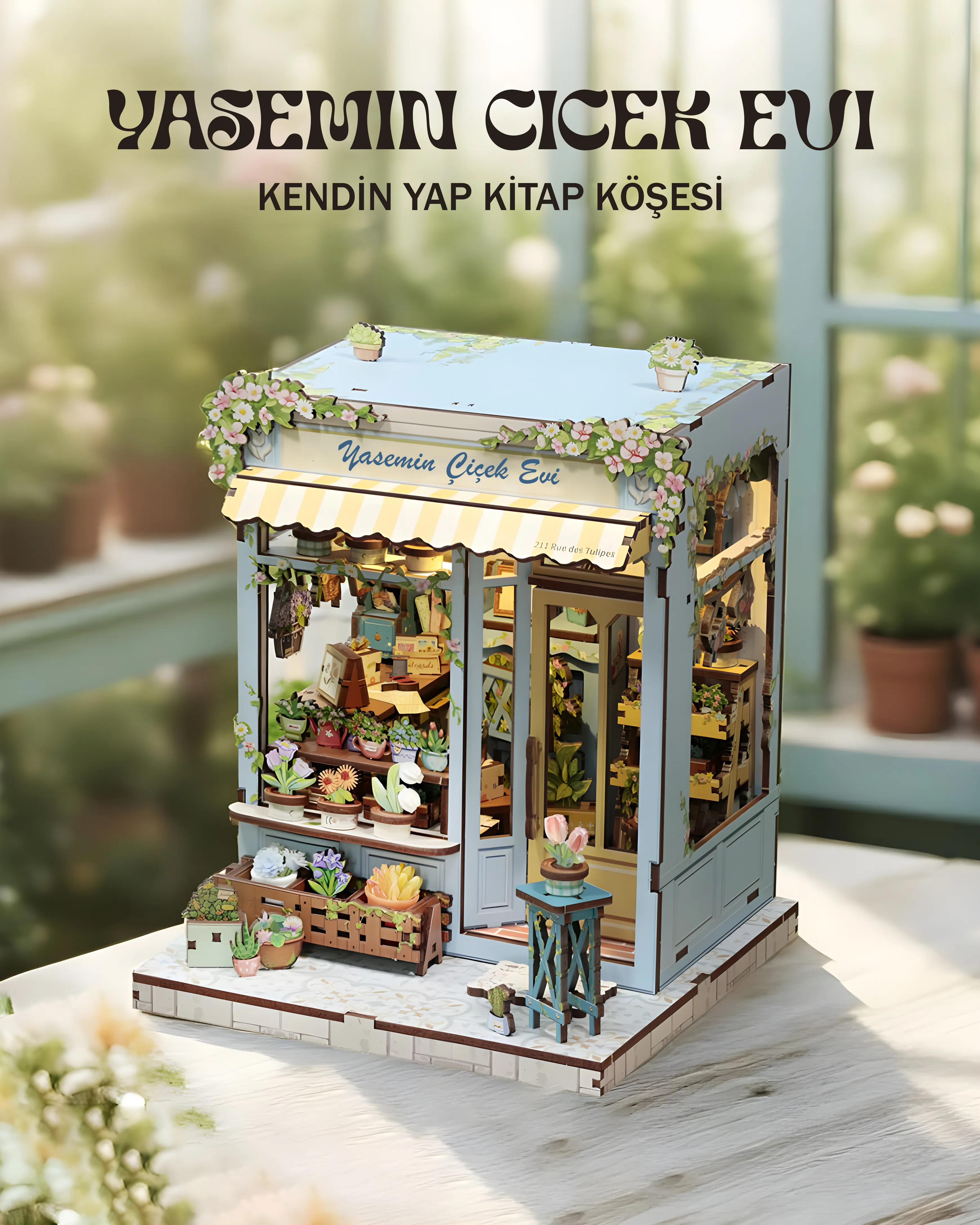 Kendin Yap Kitap Köşesi – Yasemin Çiçek Evi DIY Book Nook Kit