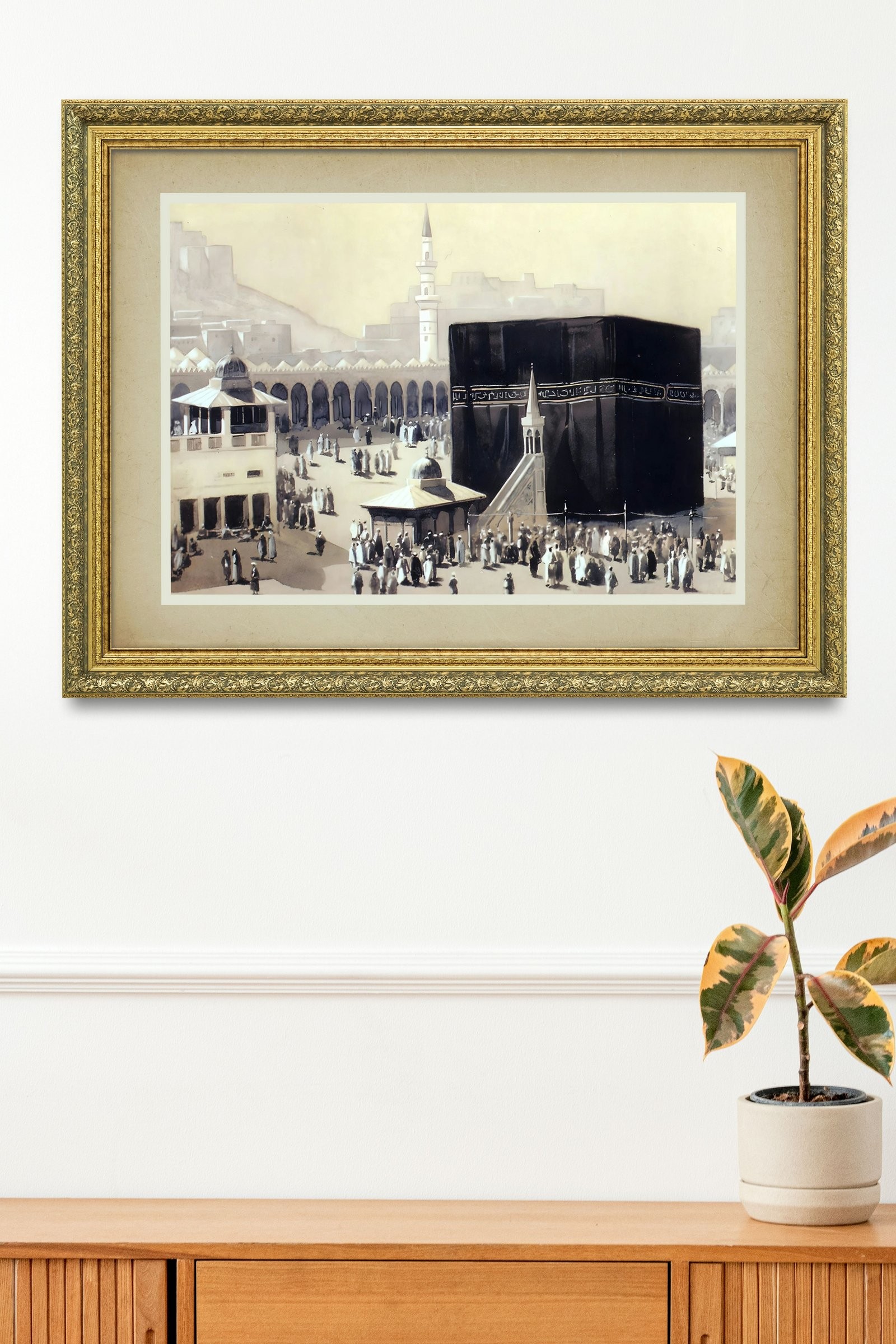 MescidI Haram Kabe'Nin Bulunduğu Mescid 60x80 cm Çerçeveli Tablo