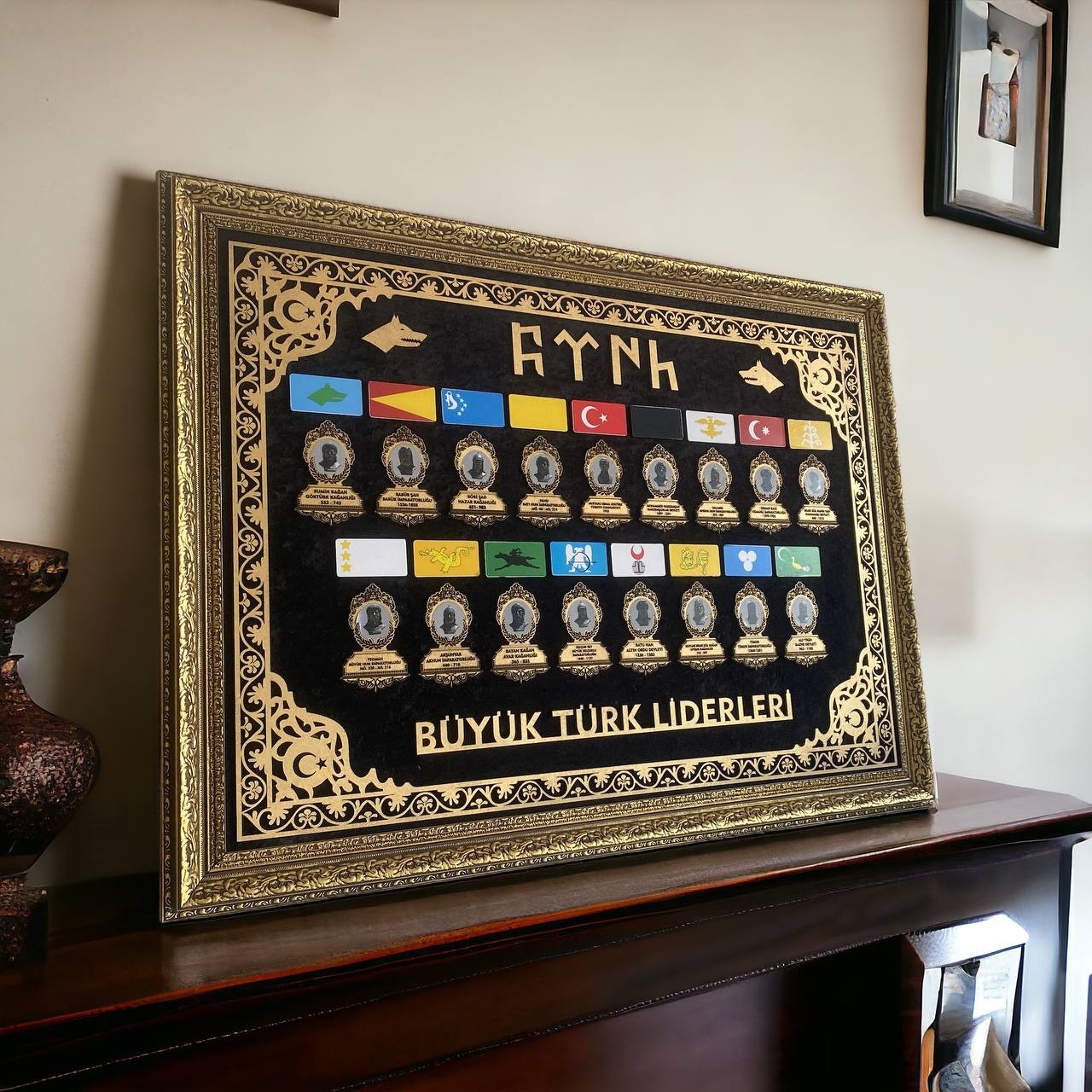 17 Türk Liderleri Desenli Tablo 60x80 cm