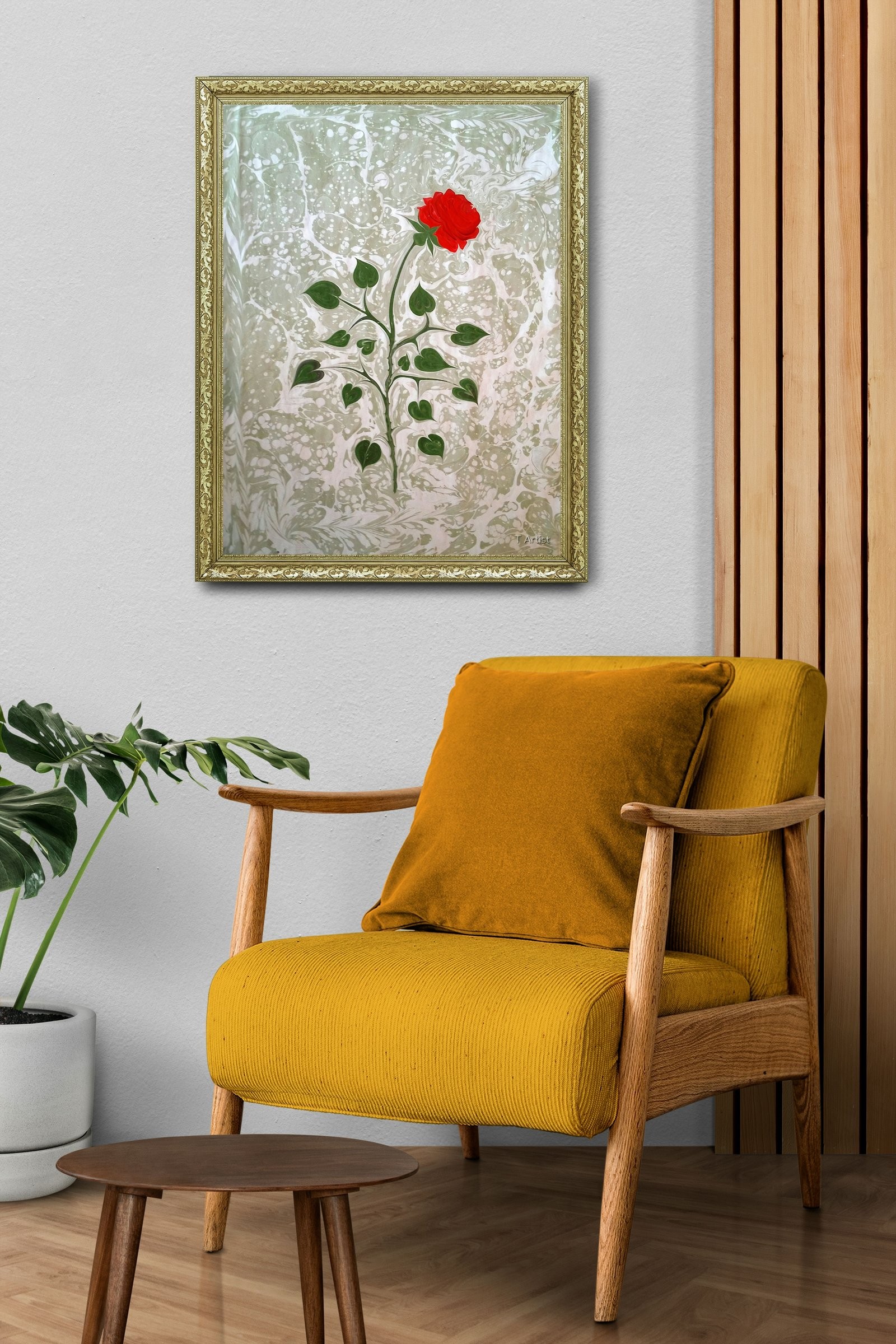 Turkuaz ve Lila Damarlı Ebru 60x80 cm Çerçeveli Tablo