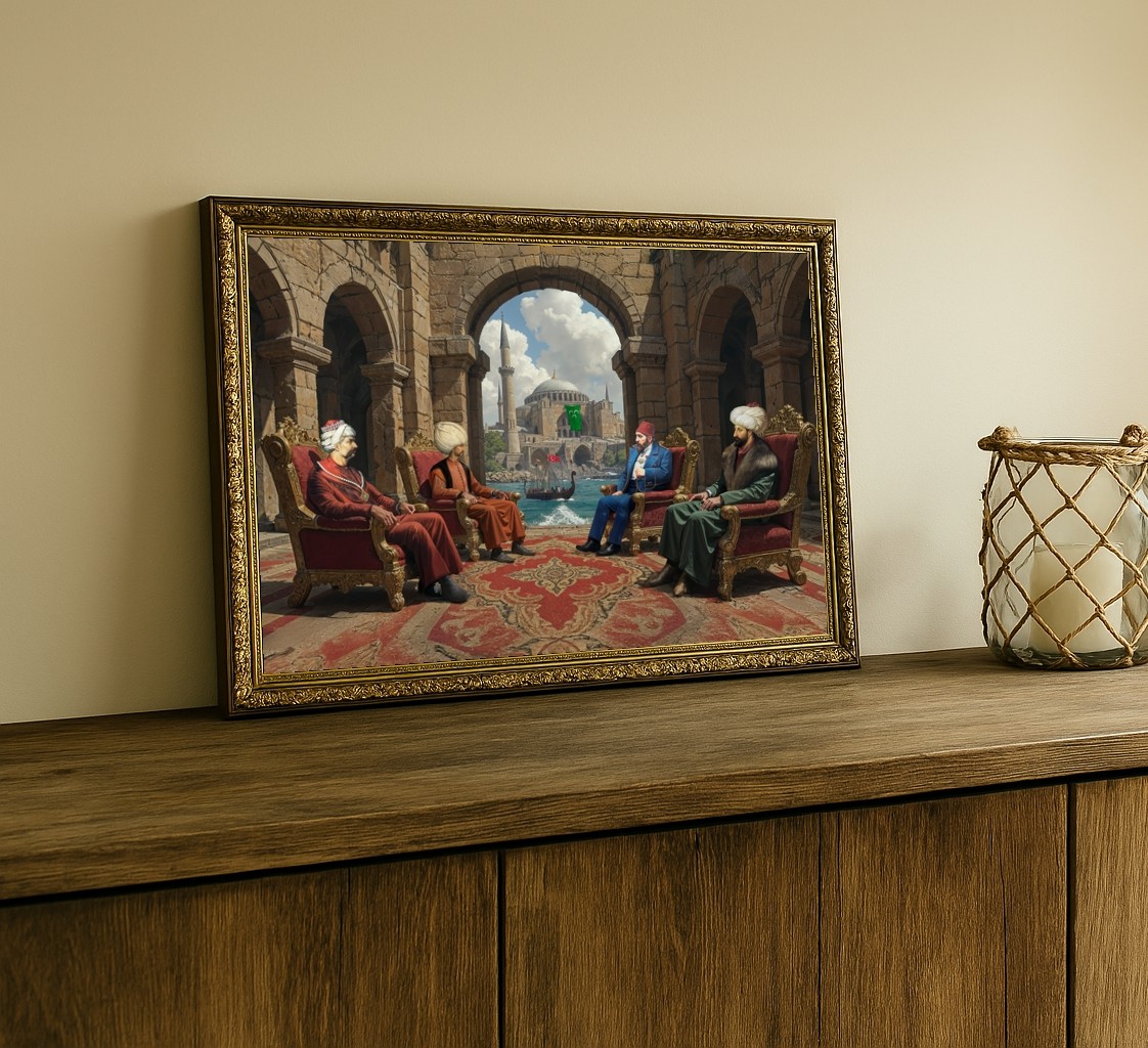 4'Lü Öncü Lider Çerçeveli Tablo 60x80 cm