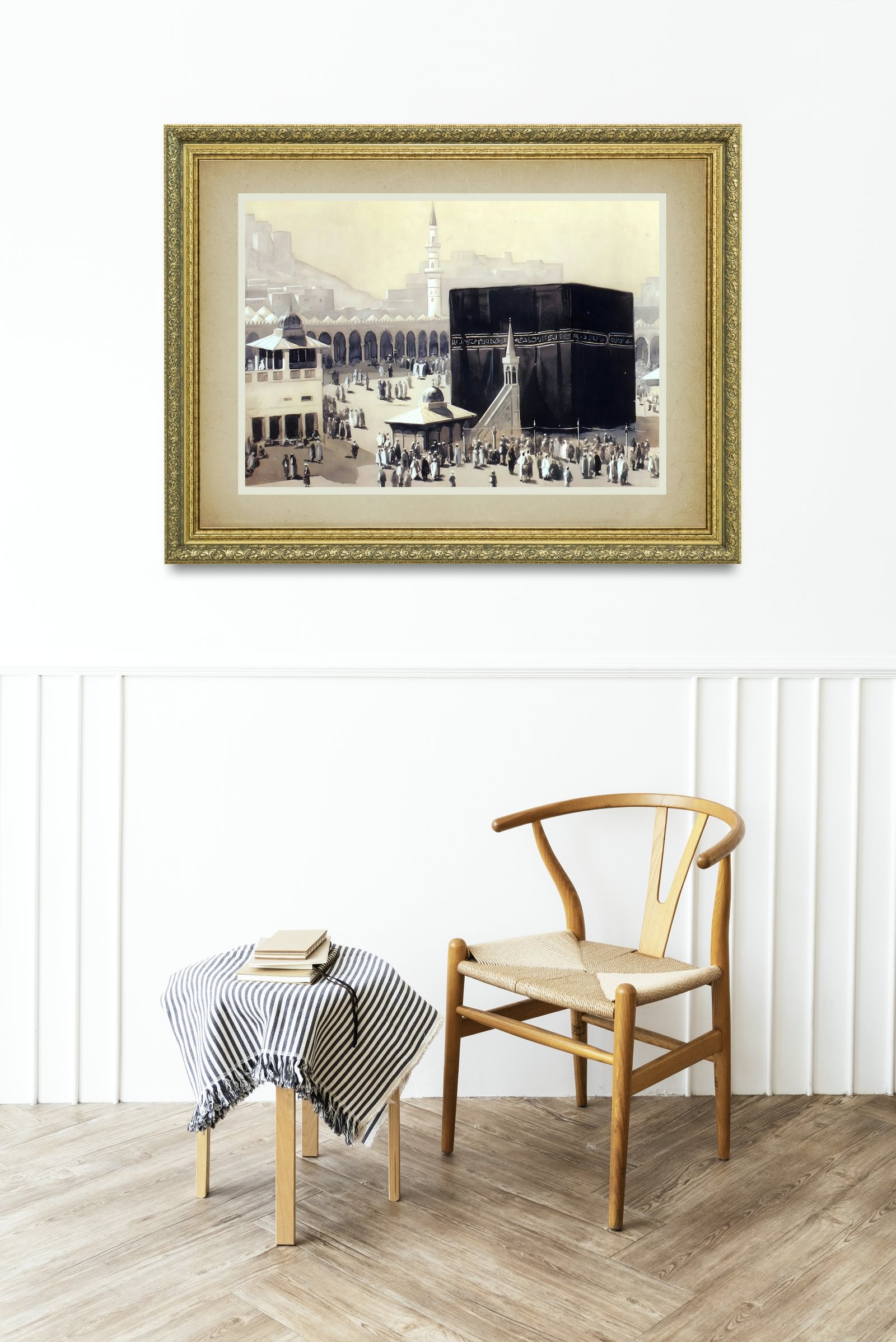 MescidI Haram Kabe'Nin Bulunduğu Mescid 60x80 cm Çerçeveli Tablo