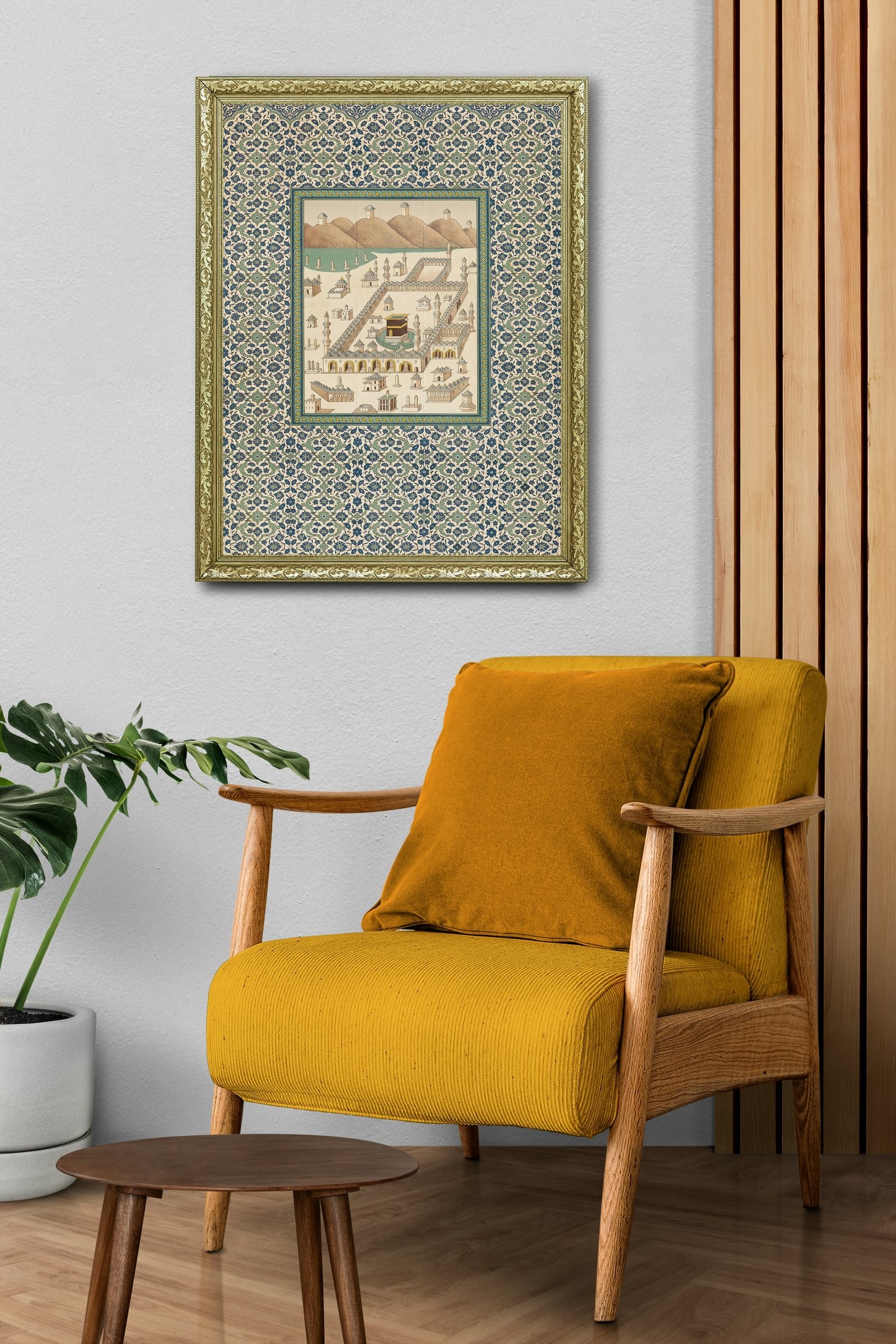 Mekke Vintage Mekke'Nin Tarihi Dokusu 60x80 cm Çerçeveli Tablo