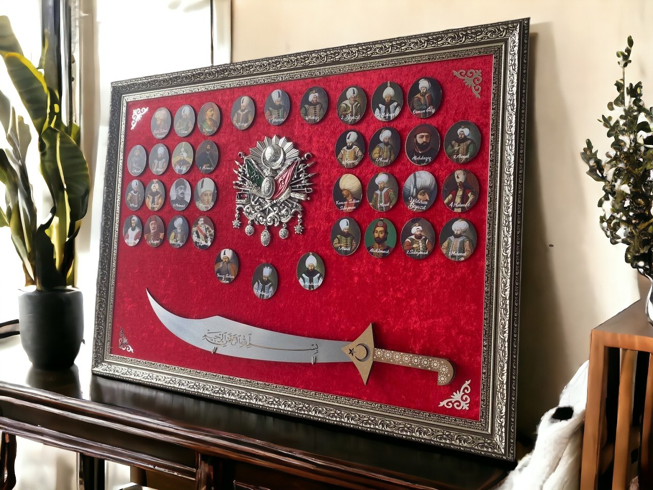 36 Osmanlı Padişahları Kılıçlı Tablo 60x80 cm