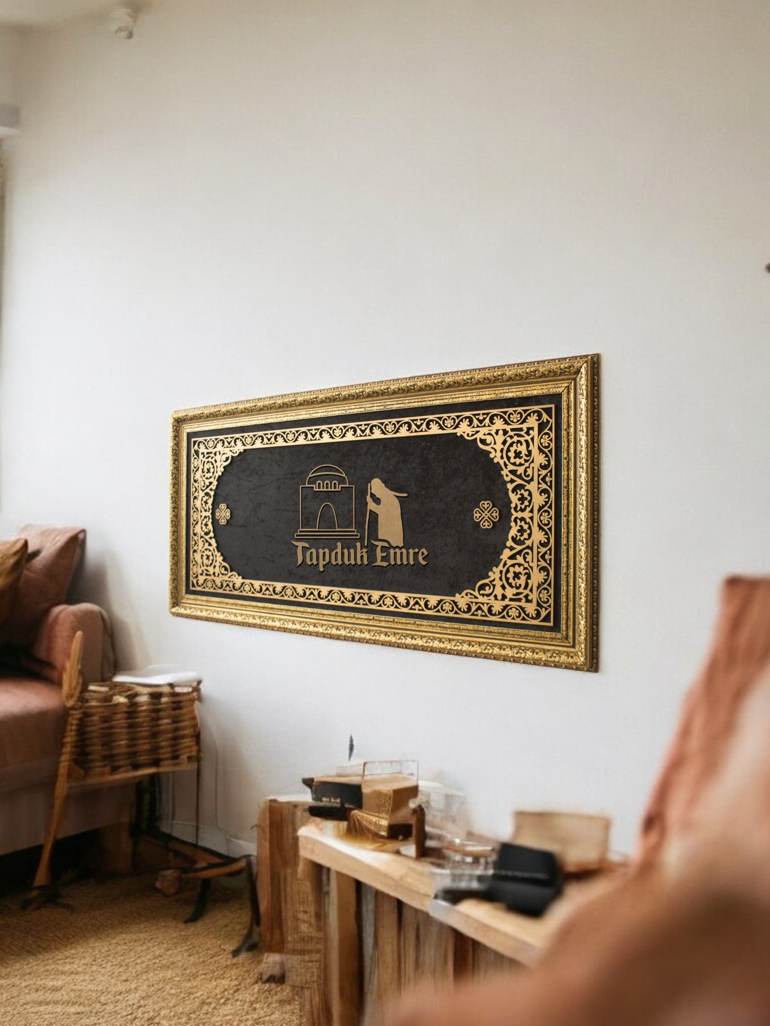 Tapduk Emre Hat Sanatı Tablo 40x80 cm