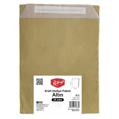 30*8*40.5*4,5 Cm Roll-Up Kraft Hediye Paketi Altın (Tm-Kgt-0618) (Brs) Pk 25 Ad