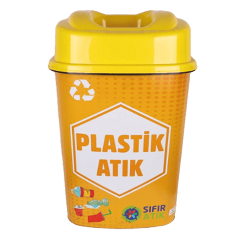 60 Lt Desenli Plastik Atık Kutusu Sarı 493 Sağlam Kl 10 Adet