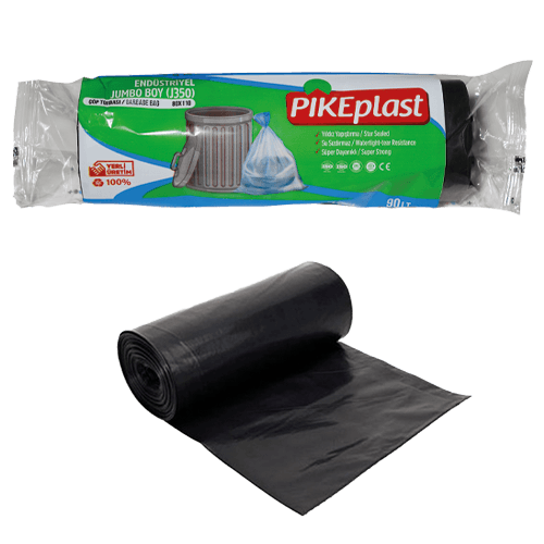 80*110 Jumbo Çöp Torbası 350 Gr Siyah (Pıkeplast) Kl 20 Rulo