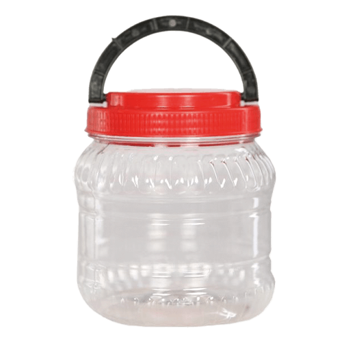 1,3 Lt Pet Kavanoz Şeffaf + Kapak (Kırmızı) Pk 32 Adet