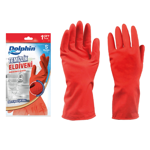 Dolphin Lateks Kırmızı Temizlik Ve Bulaşık Eldiveni S Paket