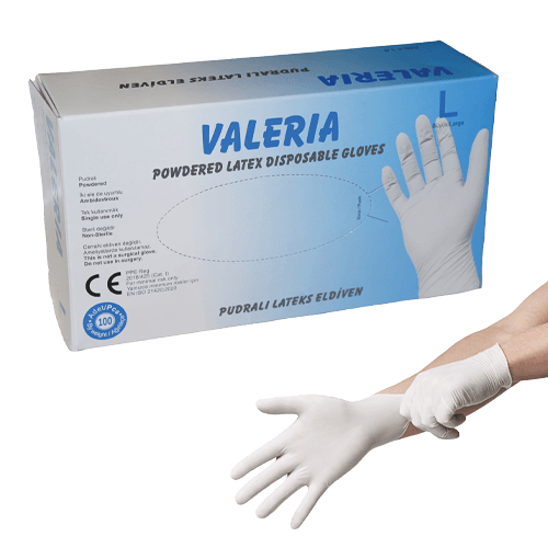 Valeria Lateks Pudralı Muayene Eldiveni L Paket