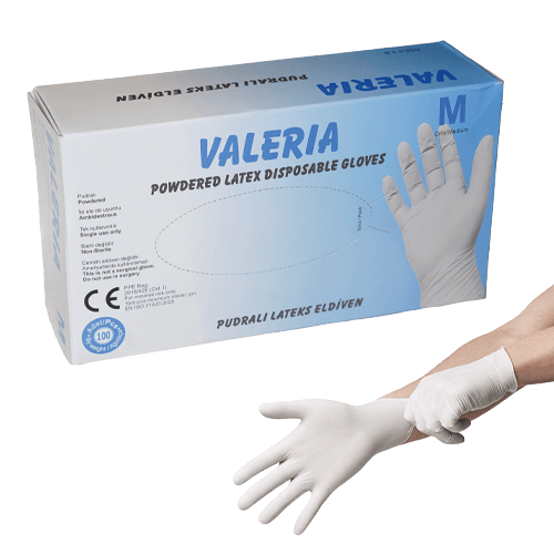 Valeria Lateks Pudralı Muayene Eldiveni M Paket