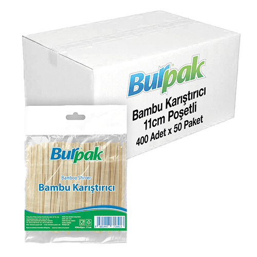 11 Cm Burpak Bambu Karıştırıcı Poşetli 50*400 Ad Kl 50 Paket