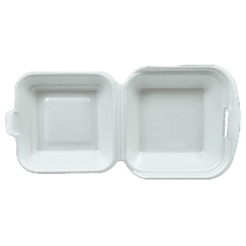 Mod 8A Küçük Hamburger Kabı Kapaklı Köpük Tabak Beyaz (Cvs H7) Pk 500 Adet
