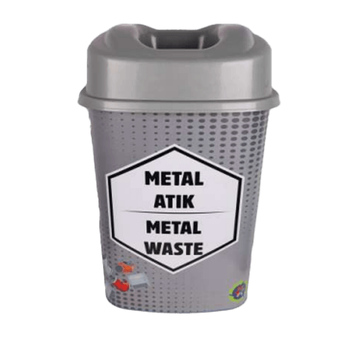 60 Lt Desenli Metal Atık Kutusu Silver 493 Sağlam Kl 10 Adet