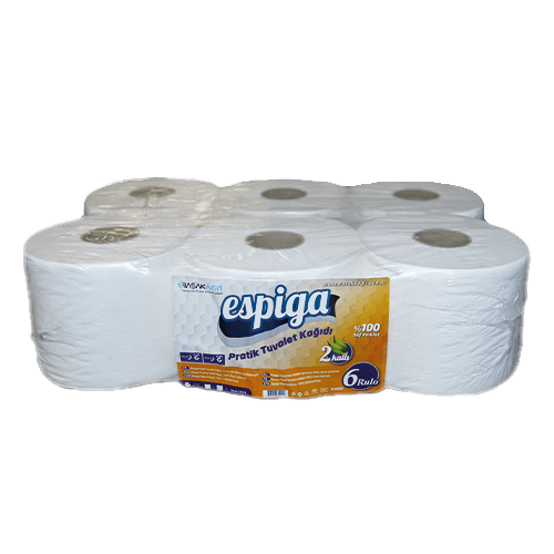 4 Kg Espiga Pratik İçten Çekmeli Tuvalet Kağıdı 6*130 Mt (1353) Pk 6 Rulo