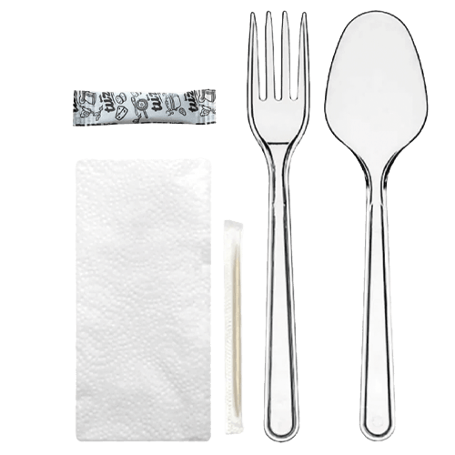 Tek Kullanımlık Lüks Set (Çatal-Kaşık-Tuz-Kürdan-Peçete) Kl 500 Adet