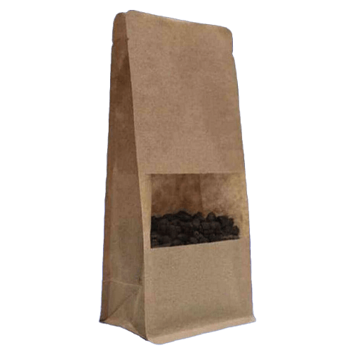 10*25 Cm Pencereli Kraft Flat Bottom Doypack (453) Kl 1000 Adet