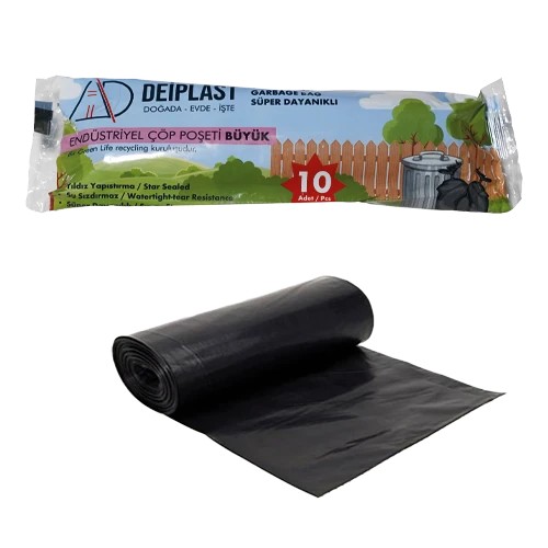 65*80 Büyük Çöp Torbası 100 Gr Siyah (Deip) Kl 50 Rulo
