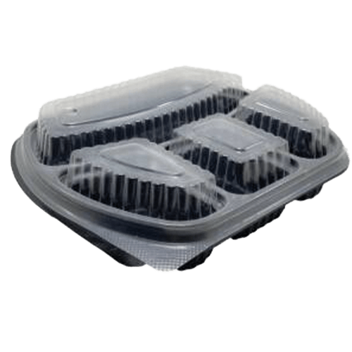 4 Bölmeli Mikrodalga Kebap Kabı + Kapak (Starcup) Kl 75 Adet