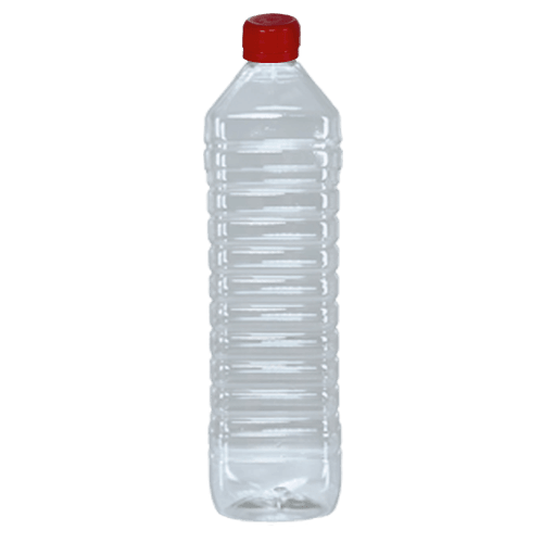 1000 Ml Pet Şişe (Kare) Şeffaf Tnç - 28 Mm Kapak Tnç (Kırmızı) Pk 100 Adet