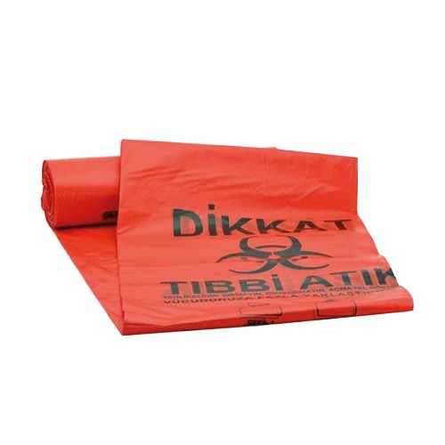 65*80 Büyük Boy Tıbbı Atık Kırmızı Rulo Çöp Torbası 400 Gr.(Deip) Kl 20 Rulo